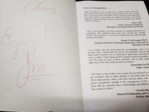 As a thank you for all our computer and networking help Mr Jones signed a copy of his book "Giving Back"