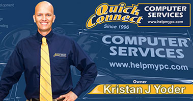 Quick Connect Computer Services Billboard featuring owner Kristan Yoder